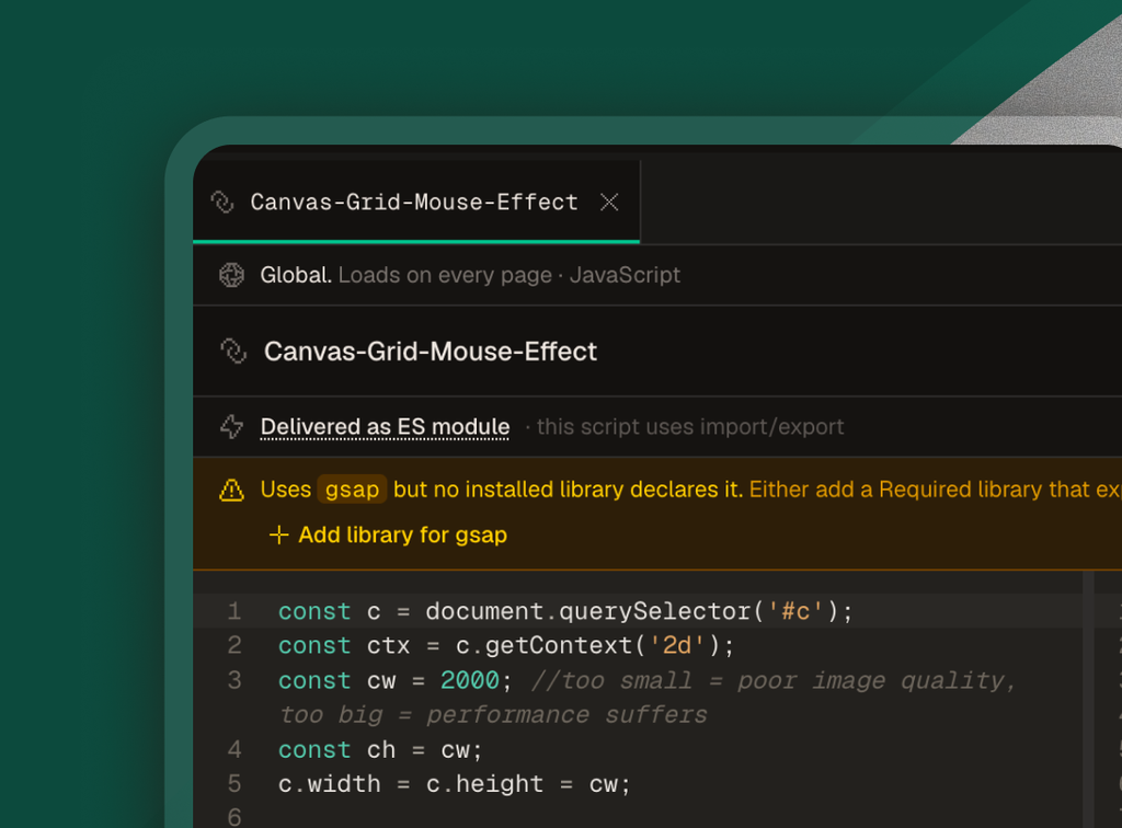 Dep. warnings for Webflow scripts