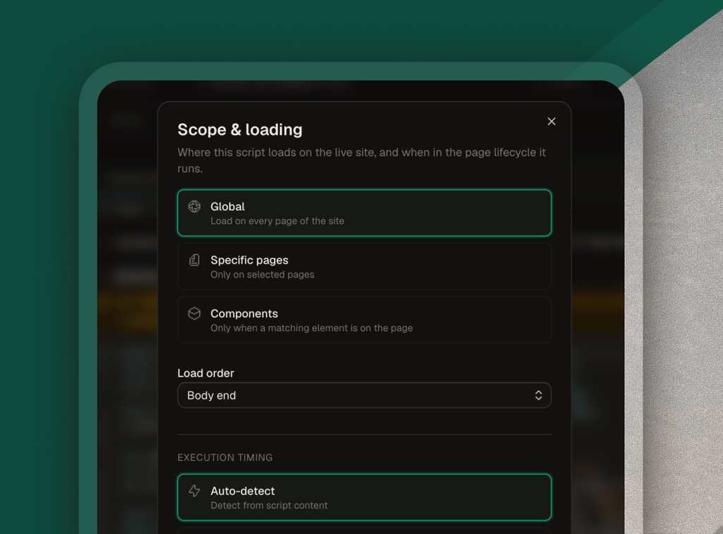 Scope and loading for Webflow scripts